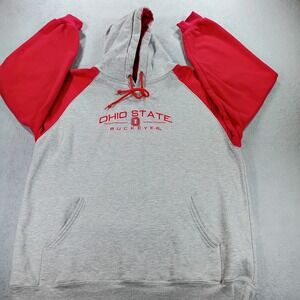AS Sports Mens Ohio State Buckeyes Grey Red Large Raglan Hoodie